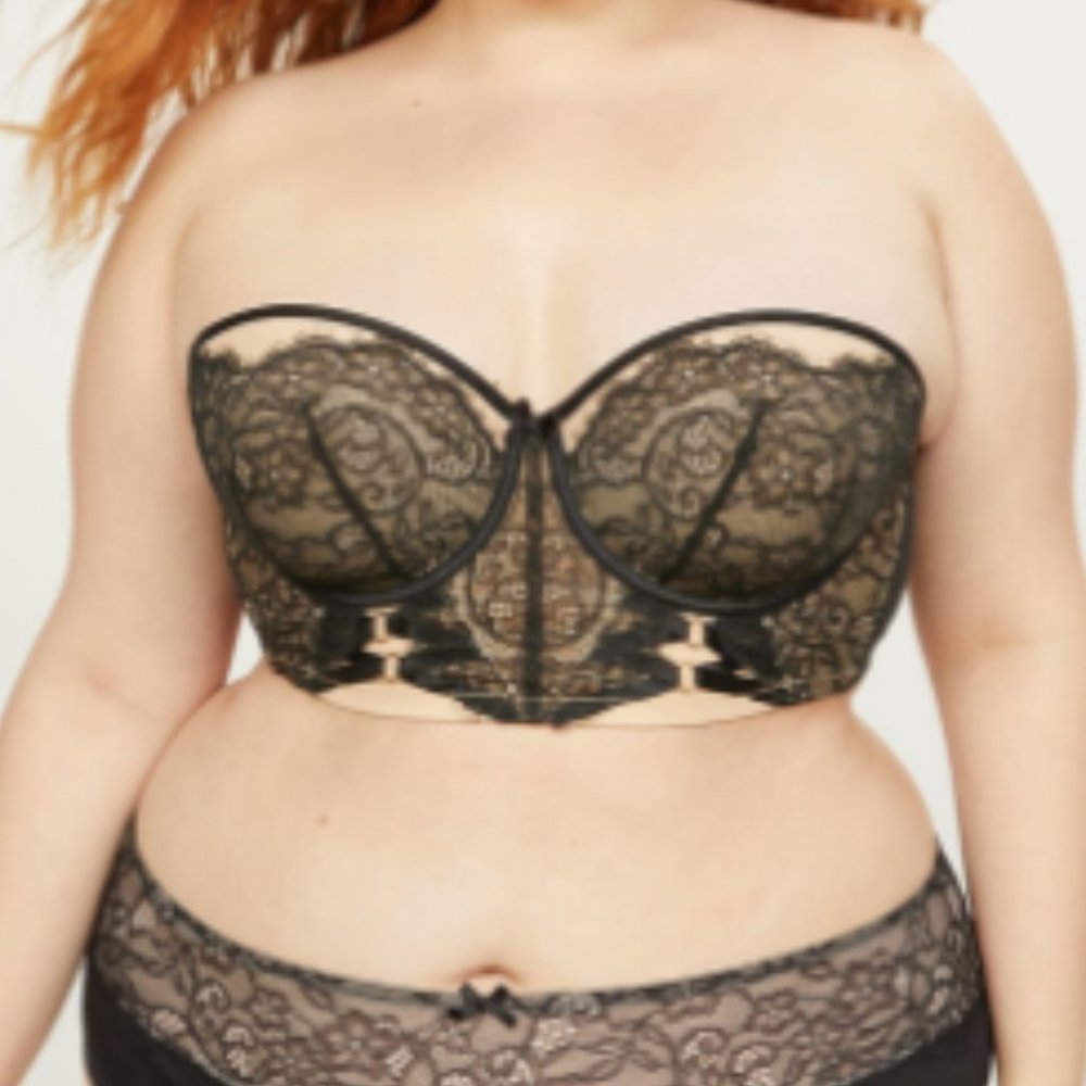 Strapless/Multiway black lace & nude bra